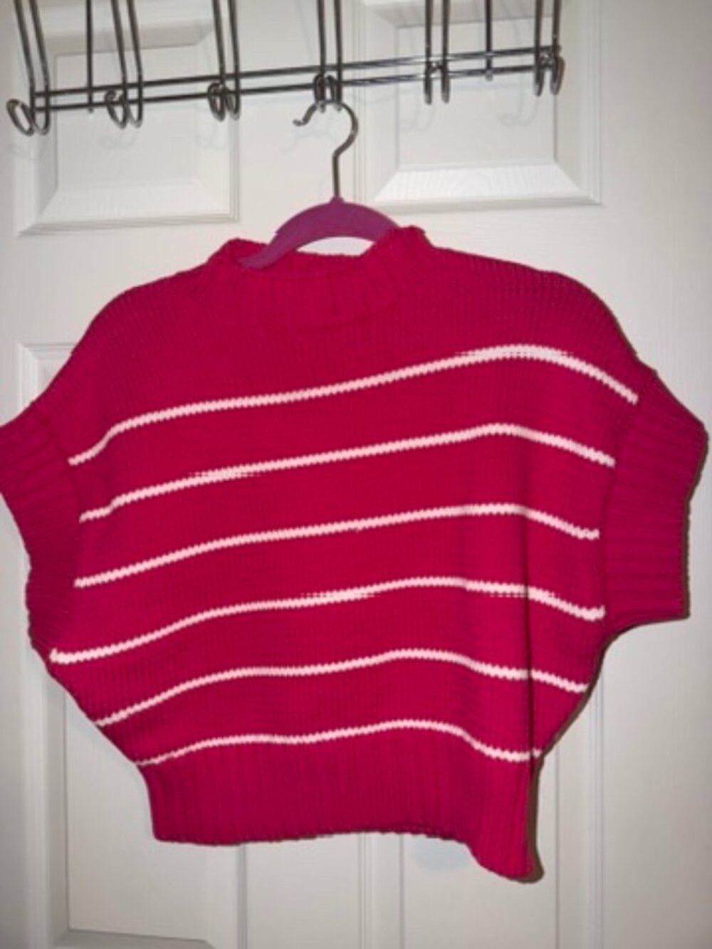 Zenana Pink White Striped Oversized Sweater M NWOT
